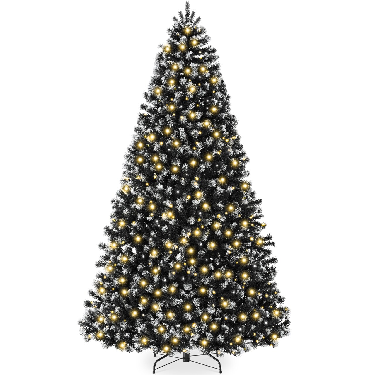 Best Choice Products Artificial Frosted Christmas Tree, Premium Pre-Lit Spruce Design, Dense Branches – Black Spruce